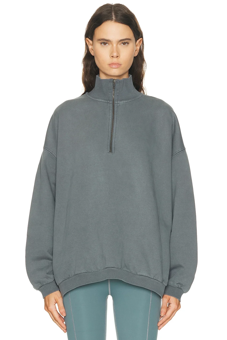 Boyfriend Fleece Slouchy Turtleneck Pullover Sweatshirt - 1