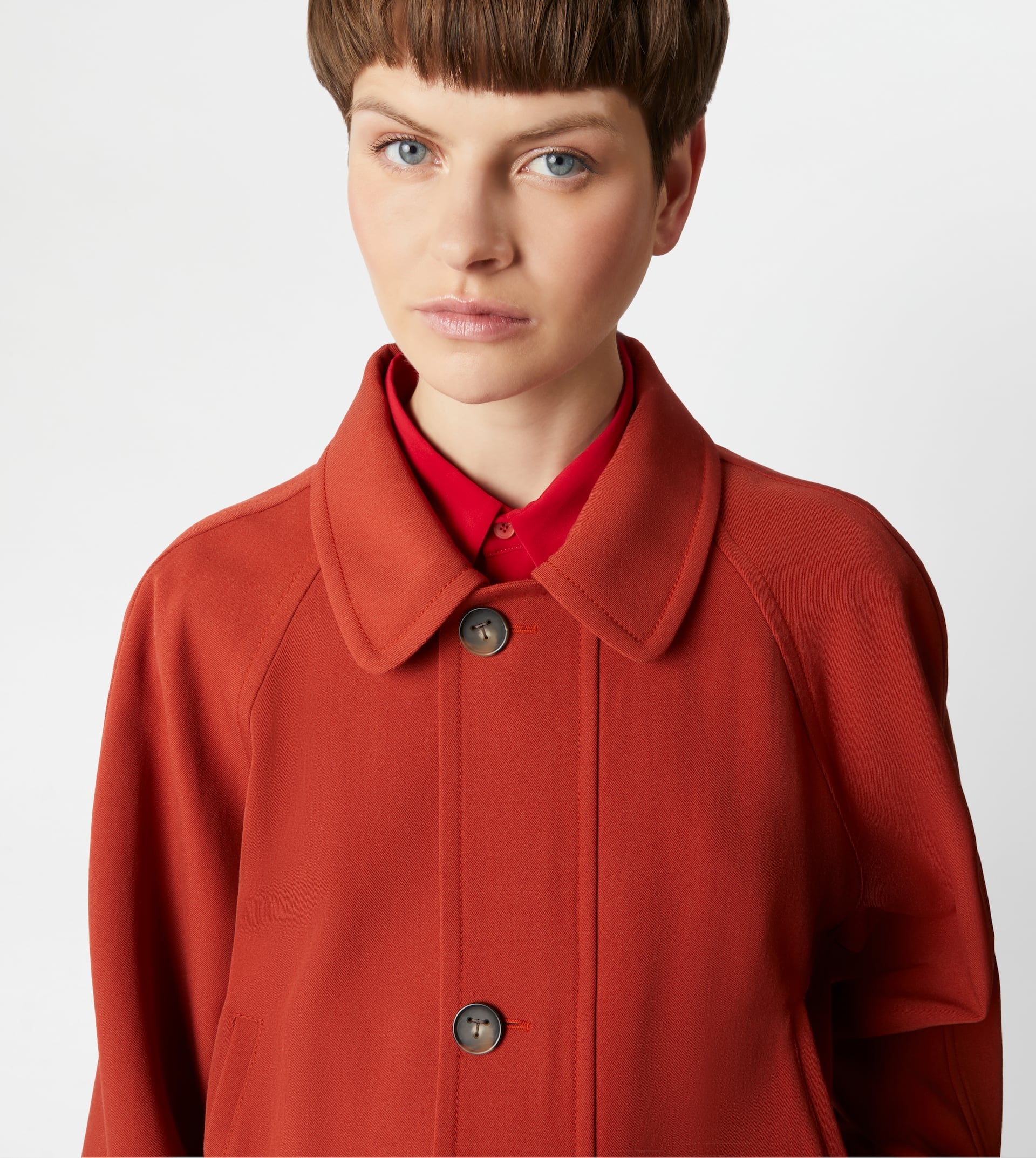 CROPPED SAFARI JACKET IN WOOL - RED - 5