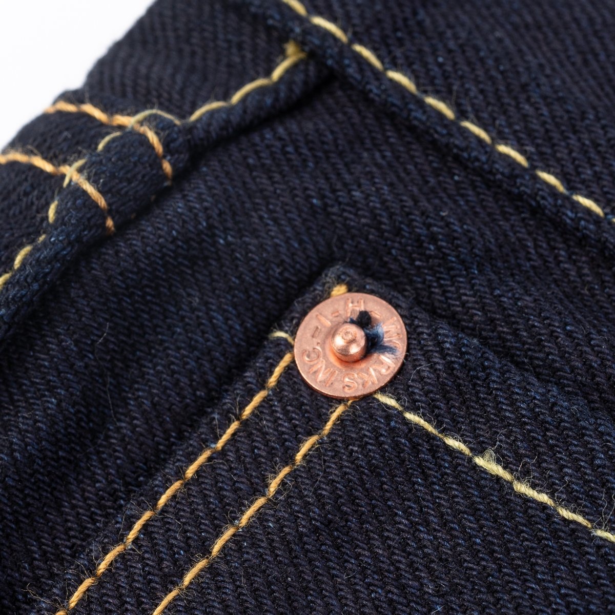 IH-634S-142ib-c 14oz Selvedge Denim Straight Cut Jeans - Indigo/Black - 10