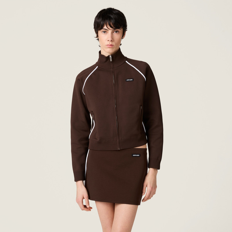 Miu Miu Technical yarn zipper cardigan outlook