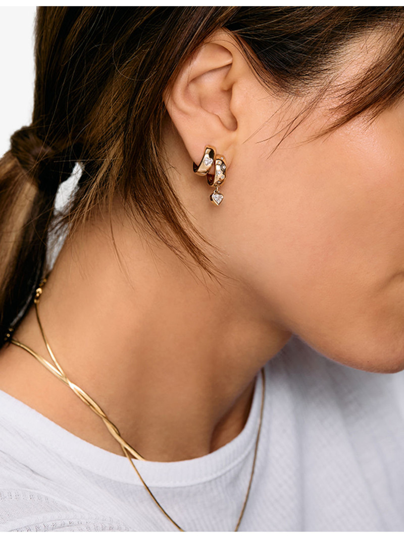 ROXANNE FIRST Heart 14ct Yellow Gold And 0.20ct Diamond Hoop Earrings outlook