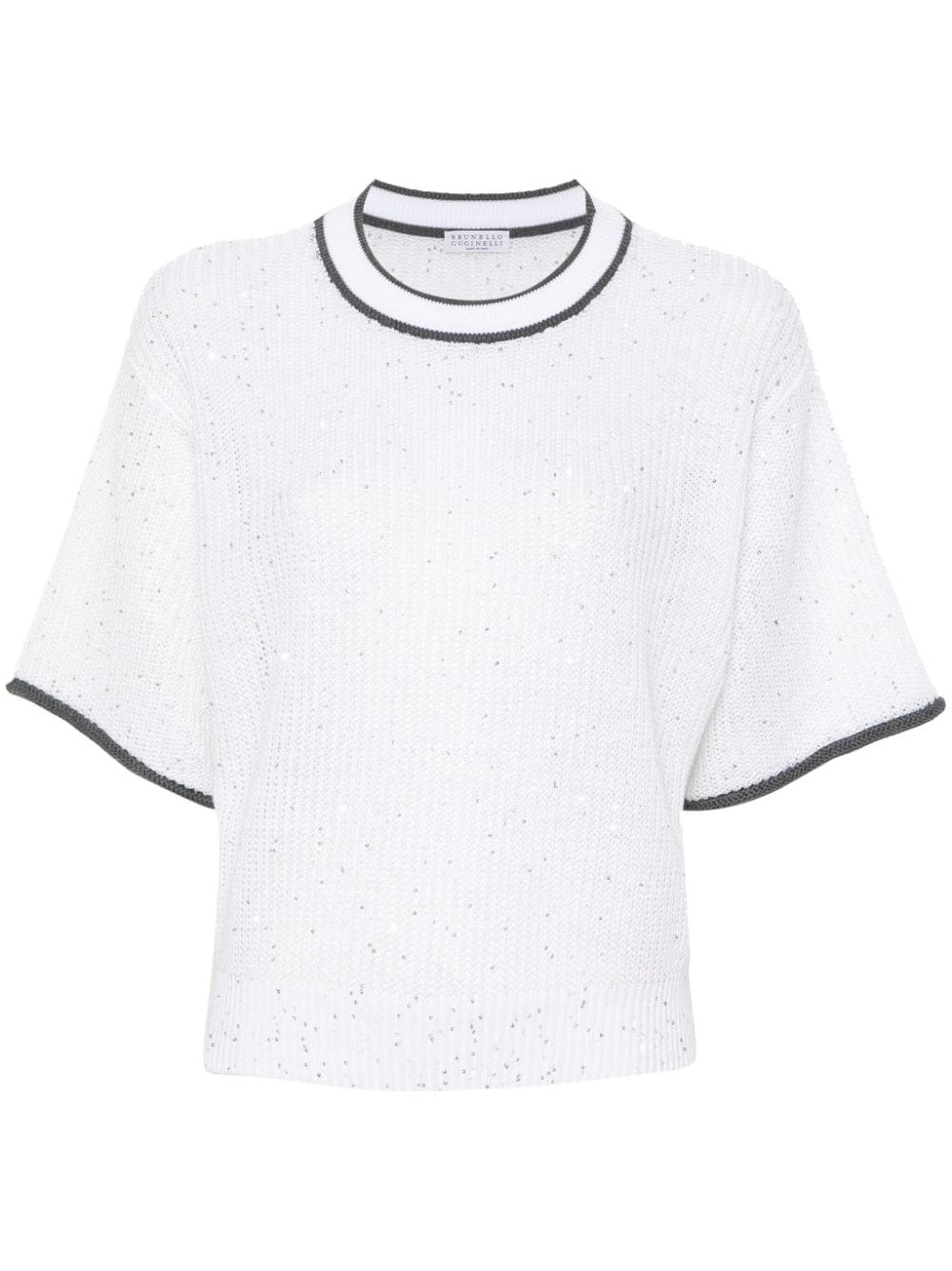 contrasting-border knitted top - 1