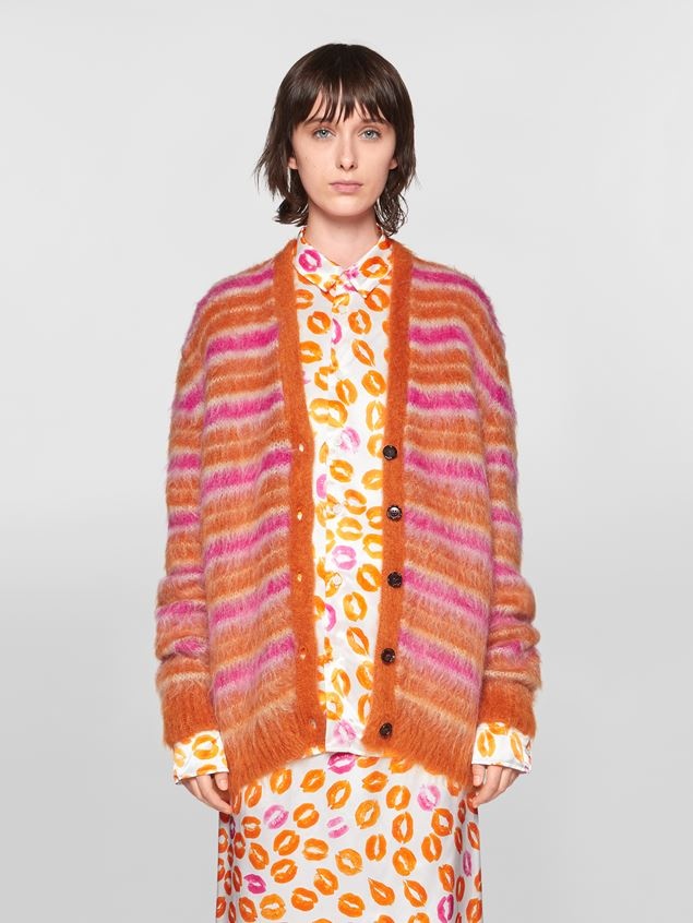 MULTICOLOURED STRIPED MOHAIR CARDIGAN - 2