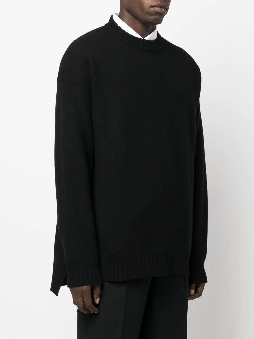 split-hem crew-neck jumper - 3
