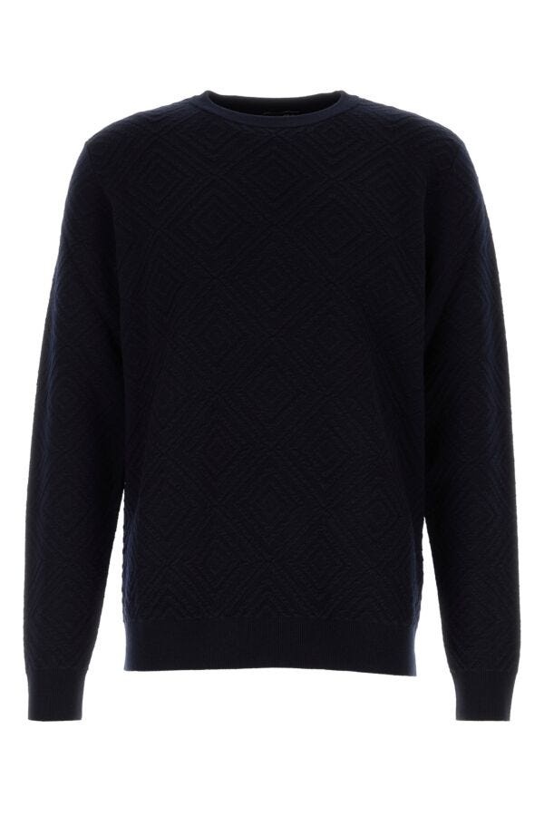 Giorgio Armani Man Midnight Blue Wool Blend Sweater - 1