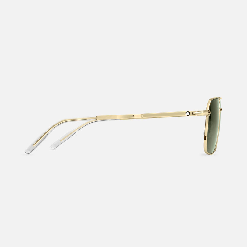 Montblanc Rectangular Sunglasses with Gold Colored Metal Frame outlook