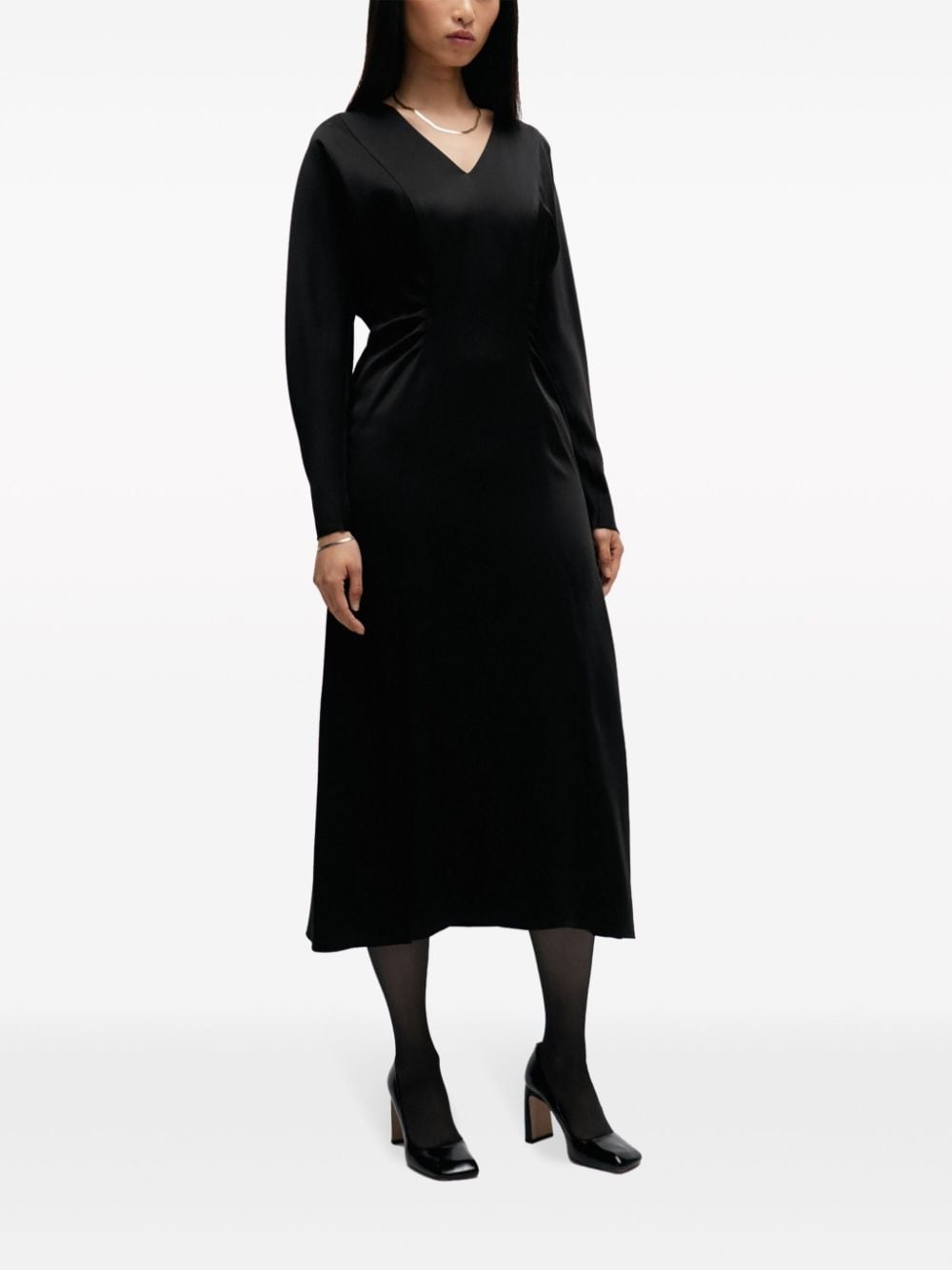 V-neck satin midi dress - 2