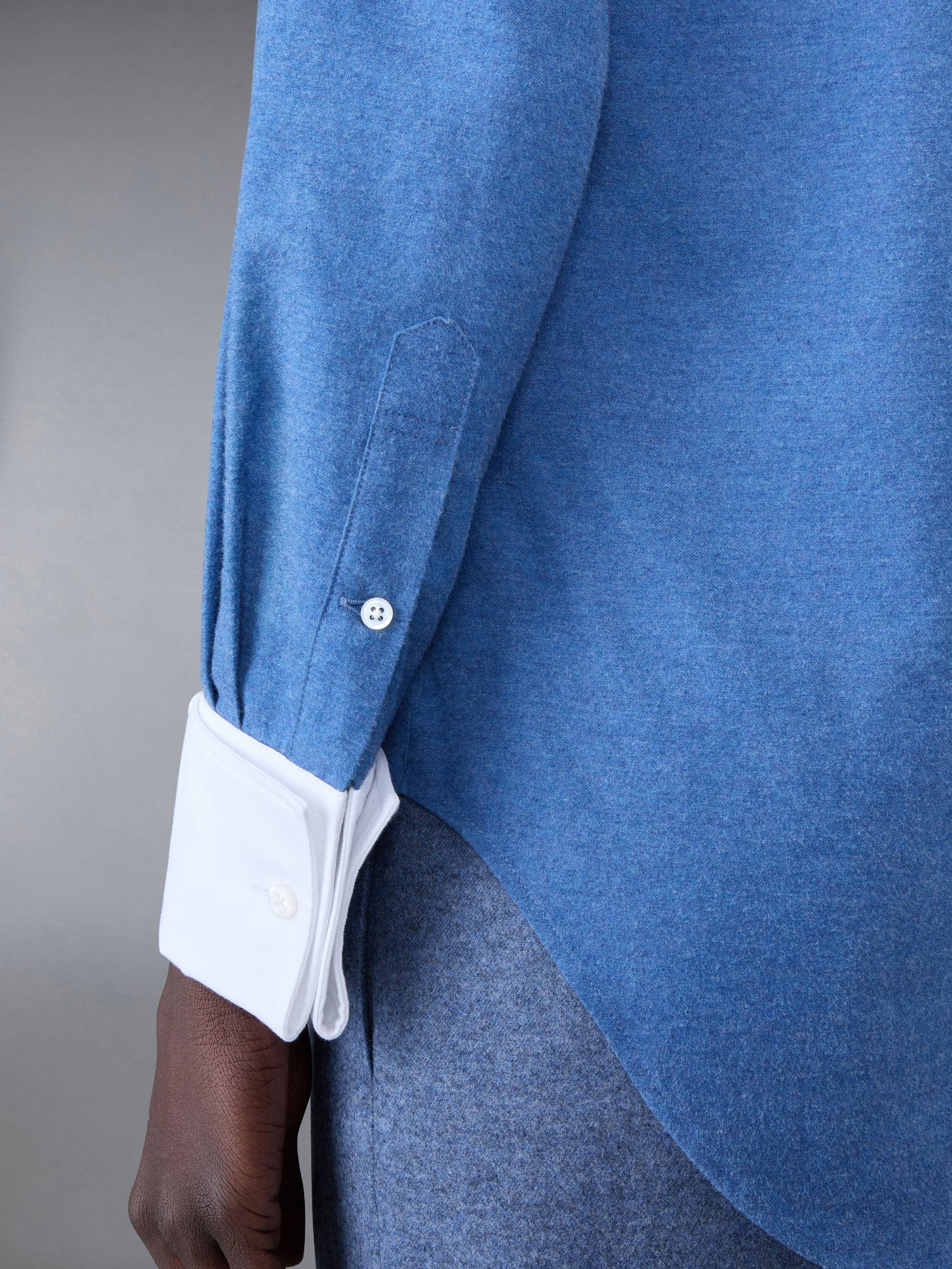 Cotton Flannel Stripe French Cuff Shirt - 8