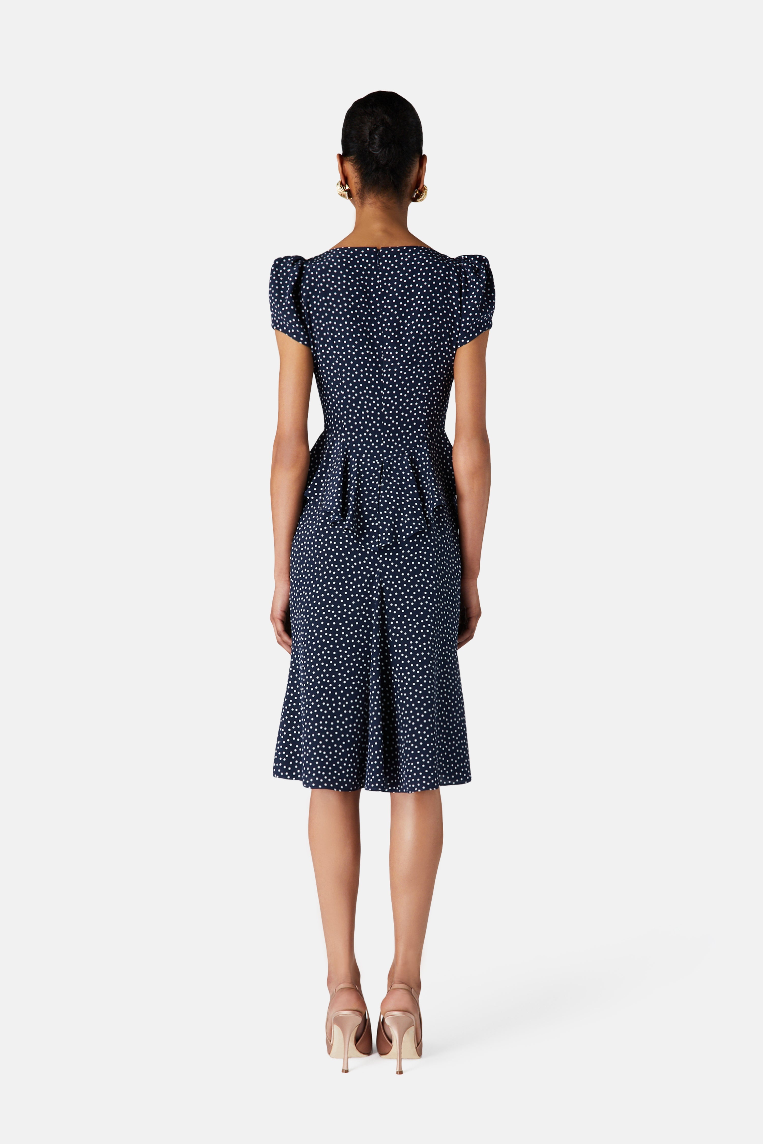 POLKA DOT DRESS WITH PEPLUM - 4