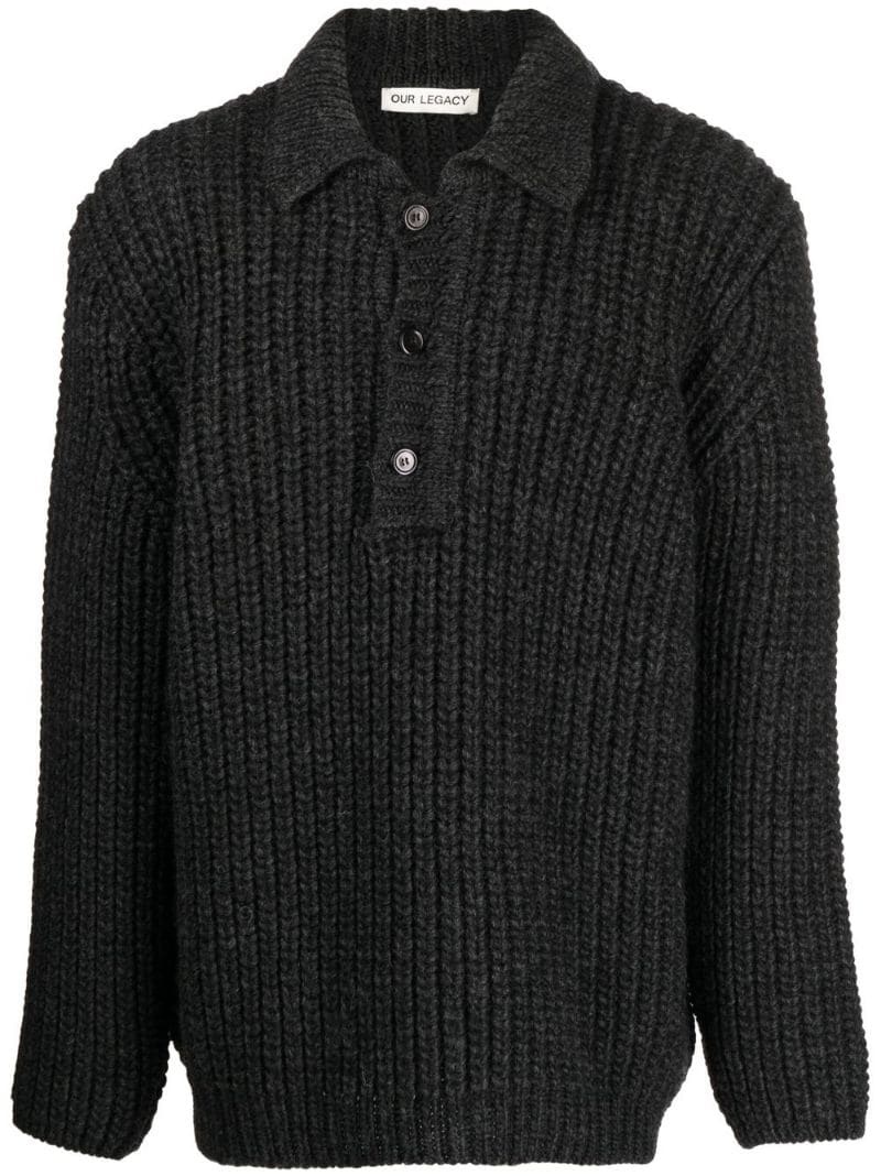 button-placket knit jumper - 1