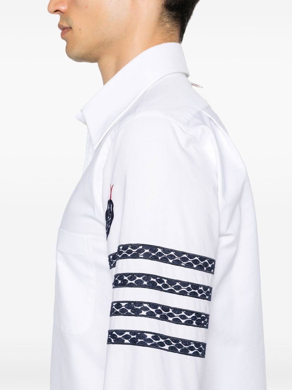 embroidered-snake cotton shirt - 5