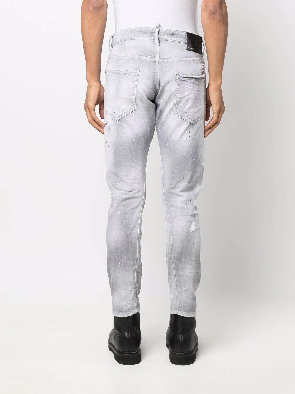 grey-wash distressed jeans - 4