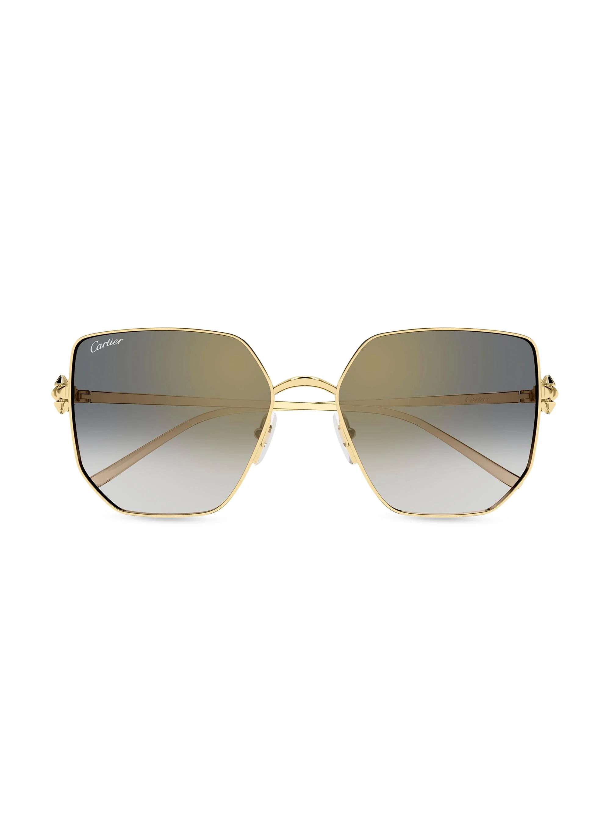 Women's Clash De Cartier 56MM 24K-Gold-Plated Geometric Sunglasses - Gold Grey - 1