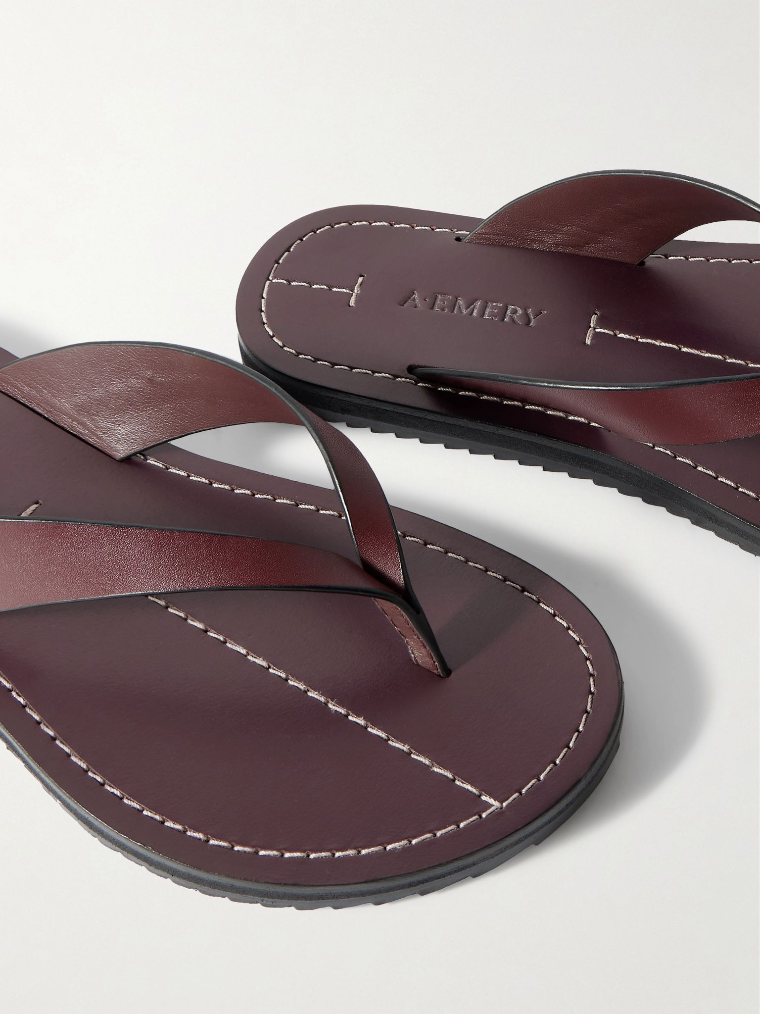 Flora leather flip flops Merlot - 4