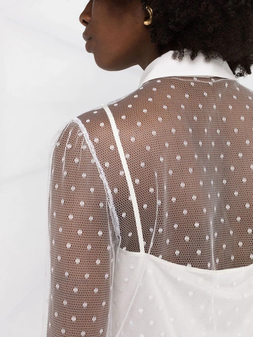 point d'esprit long-sleeved blouse - 5
