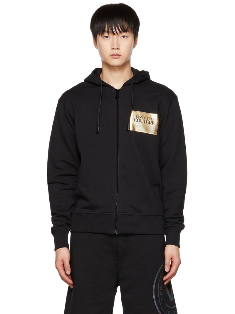 Black Graphic Print Hoodie - 1