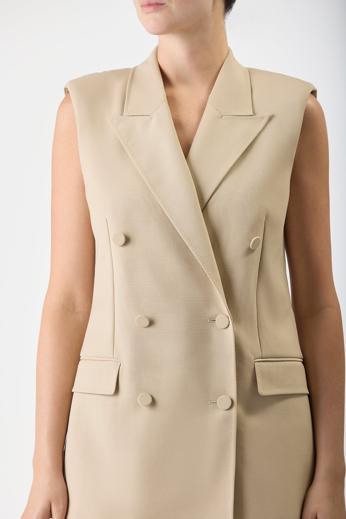 Mayte Vest in Khaki Wool - 5