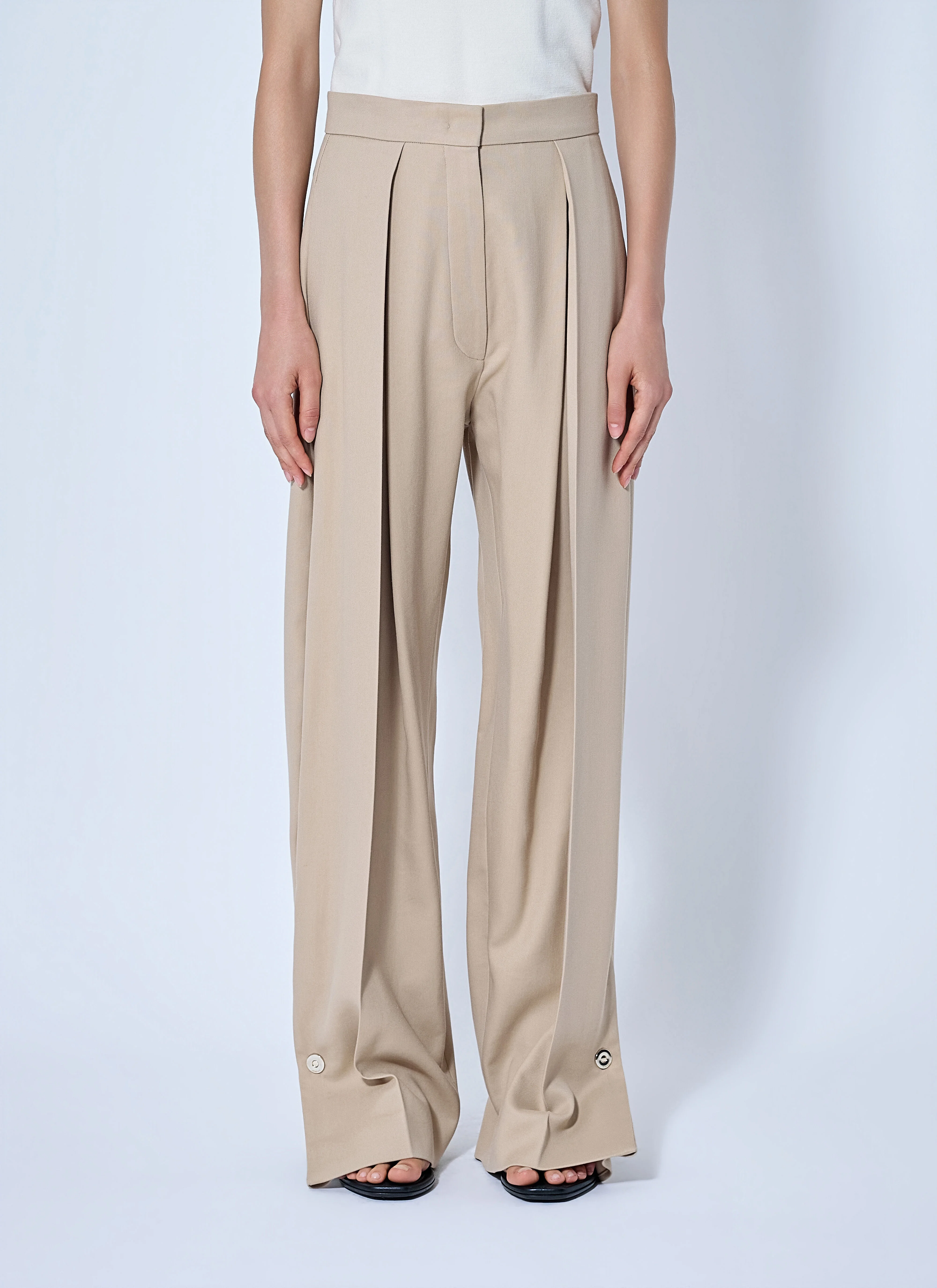 Wide-Leg Pleated Trousers - 1