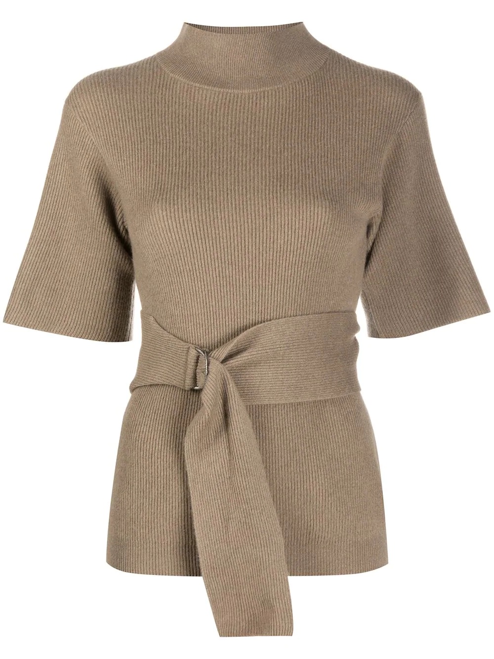 belted waist knitted top - 1