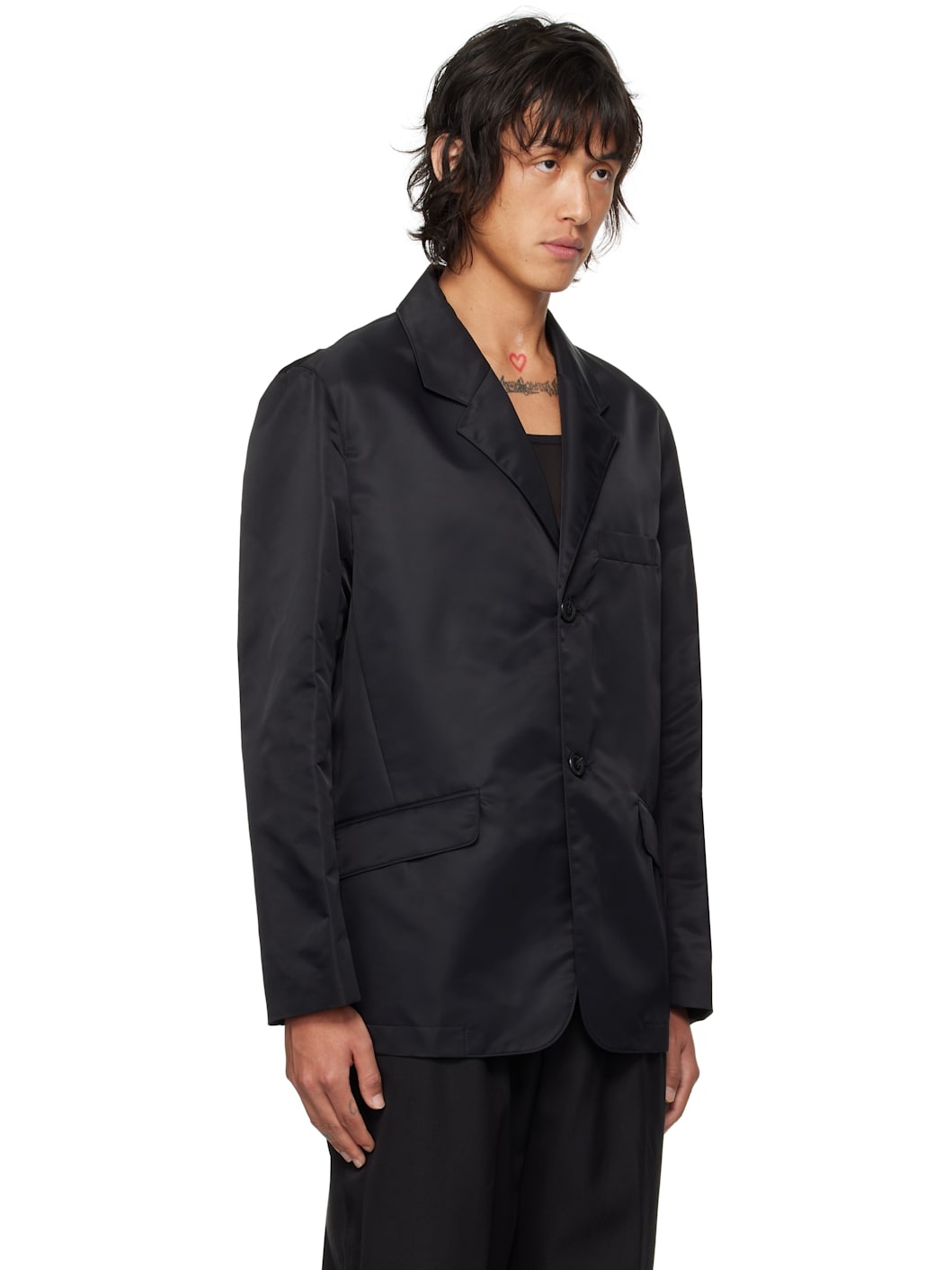 Black Recycled Nylon Classic Cut Blazer - 2