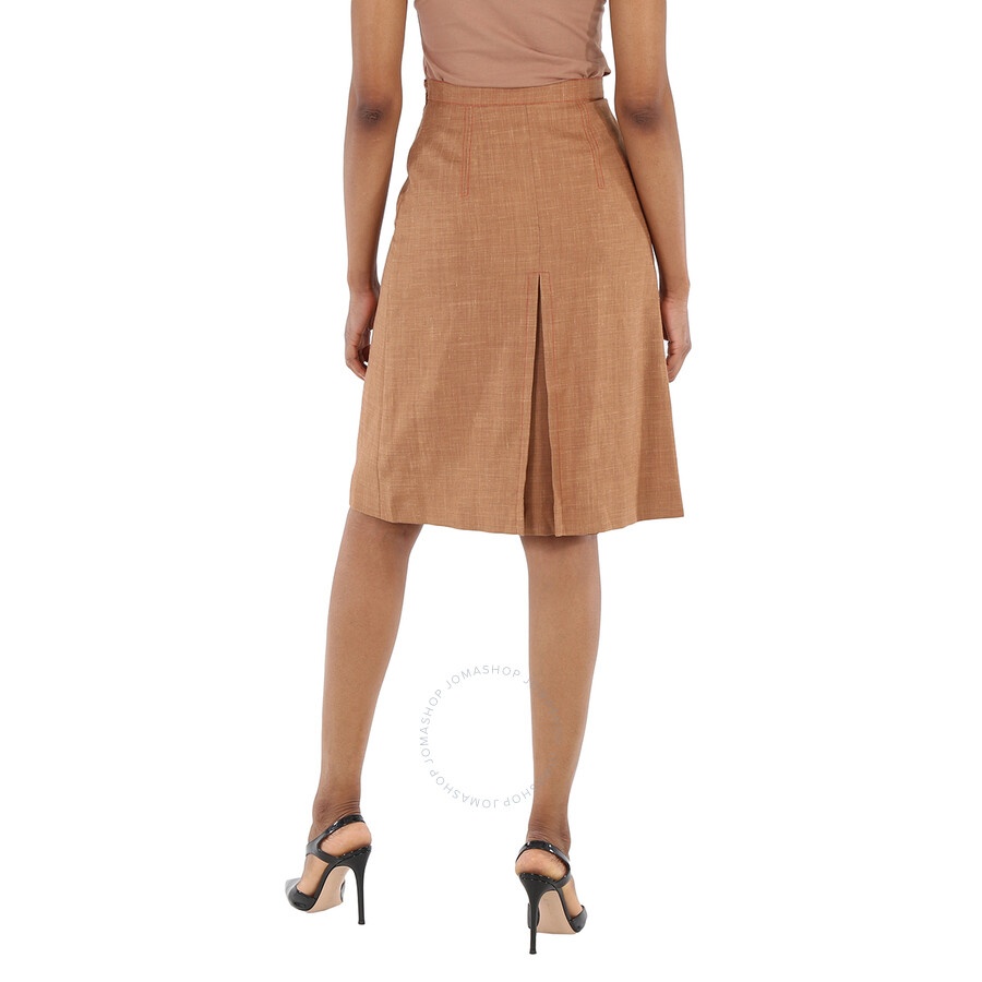 Burberry Ladies Topstitch Detail Wool-blend A-line Skirt - 6