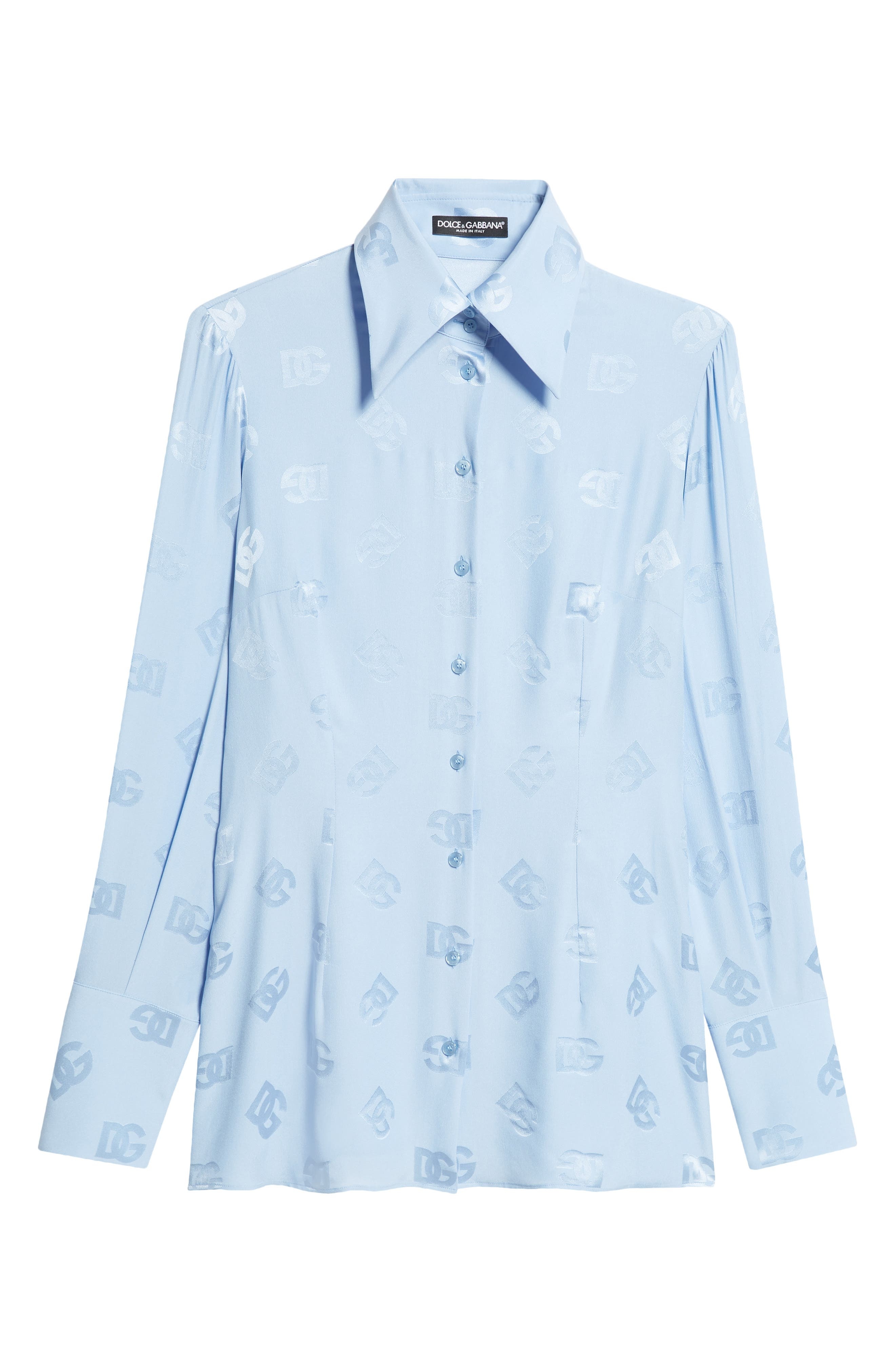 Dolce&Gabbana Logo Jacquard Silk Button-Up Shirt in F3981 Glicine Viola Chiari at Nordstrom - 6