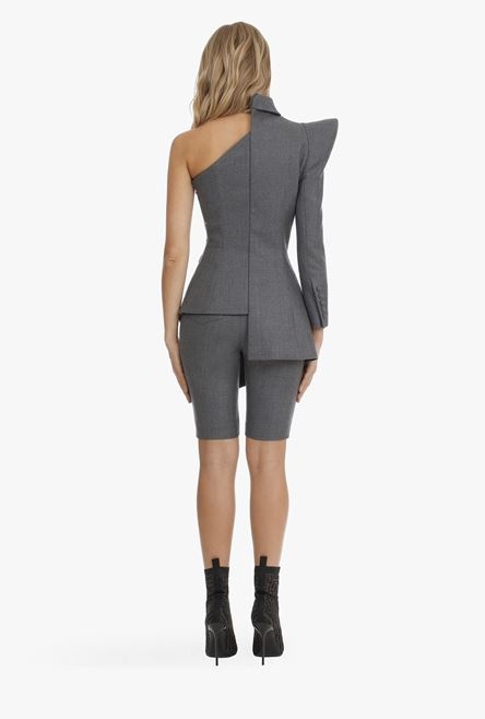 Gray wool asymmetrical blazer - 3