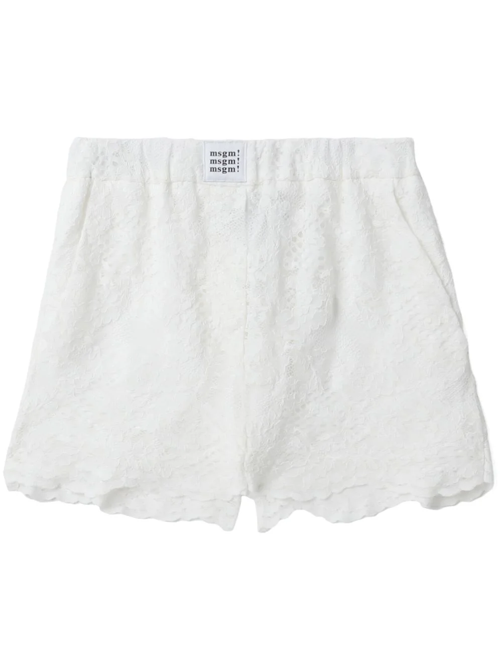 logo-patch scalloped lace shorts - 1