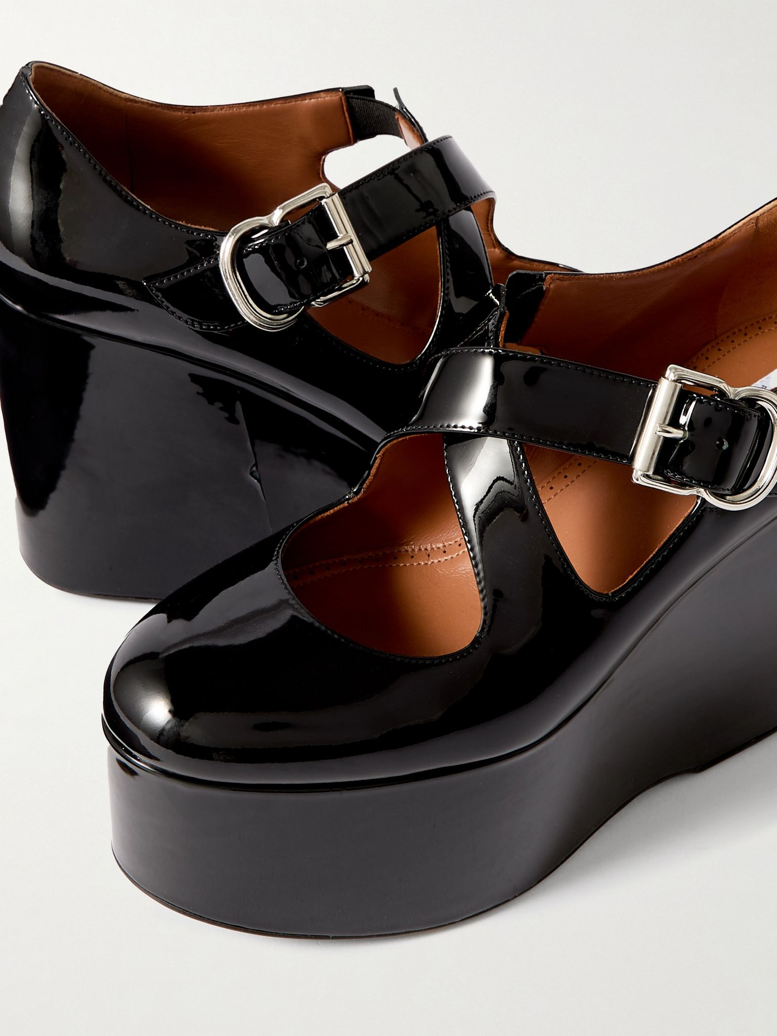 110 patent-leather platform wedge Mary Jane pumps Black - 4