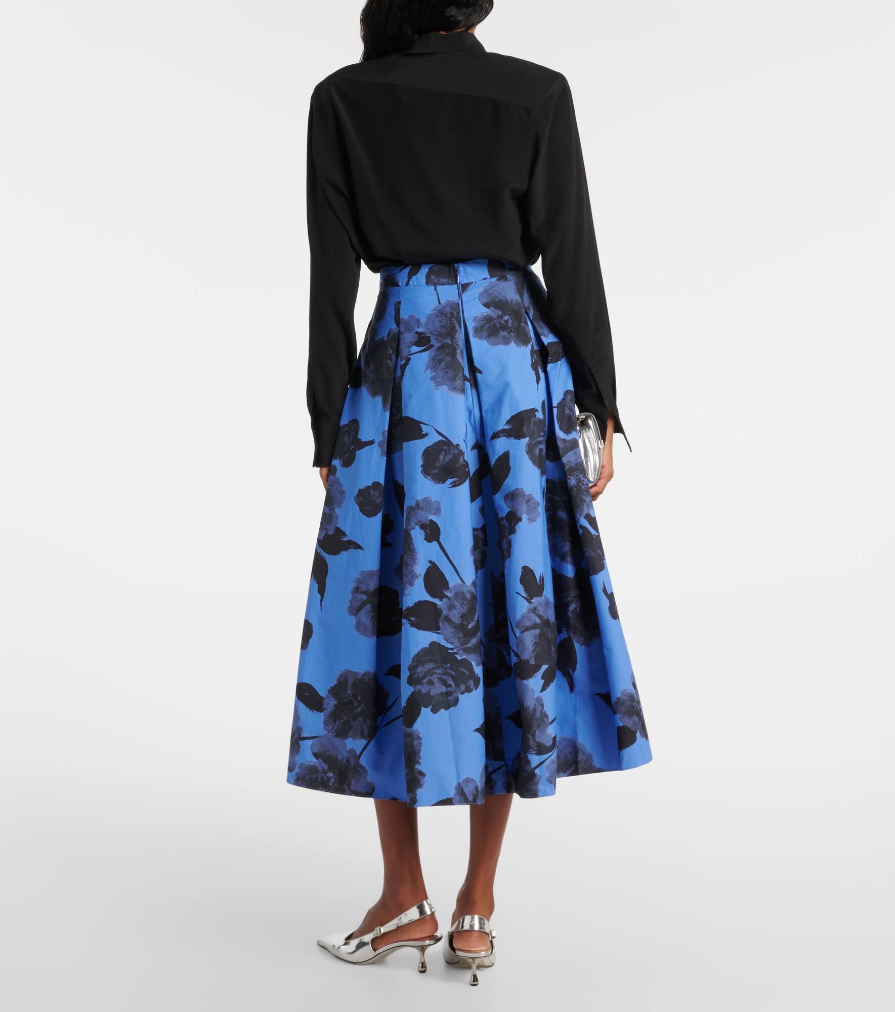 Printed cotton poplin midi skirt - 3