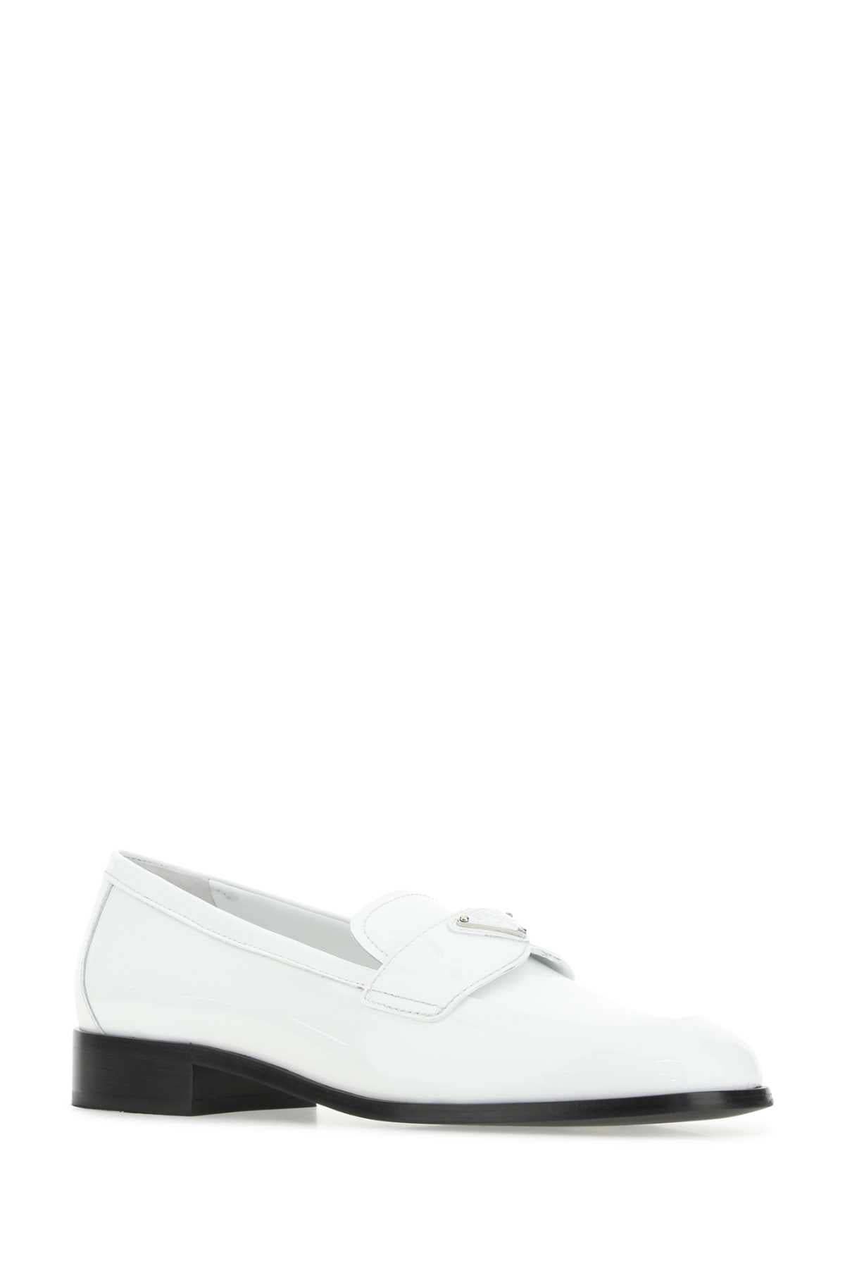 Prada Women White Leather Loafers - 2