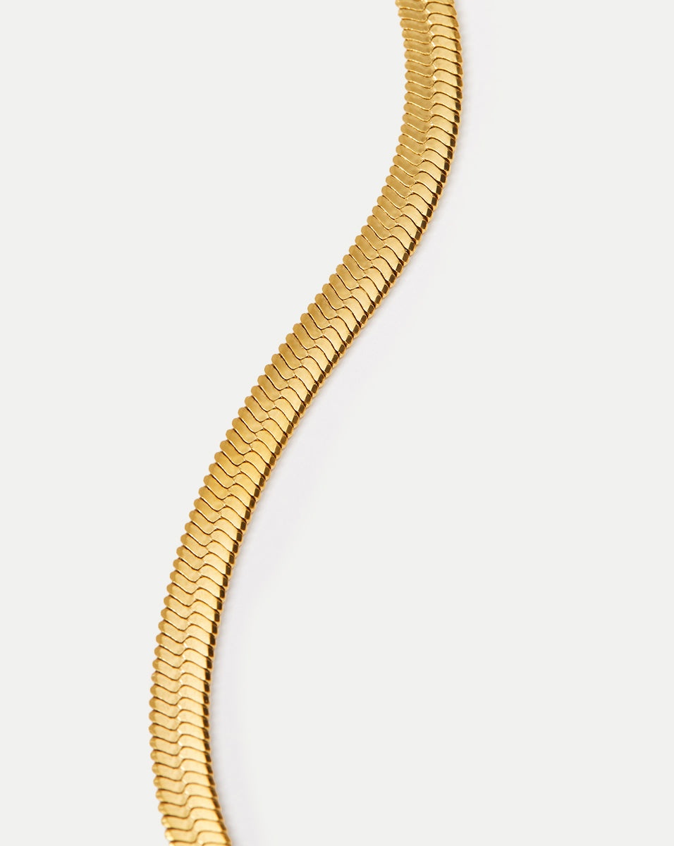 GOLD DAINTY FLAT SNAKE NECKLACE - 5