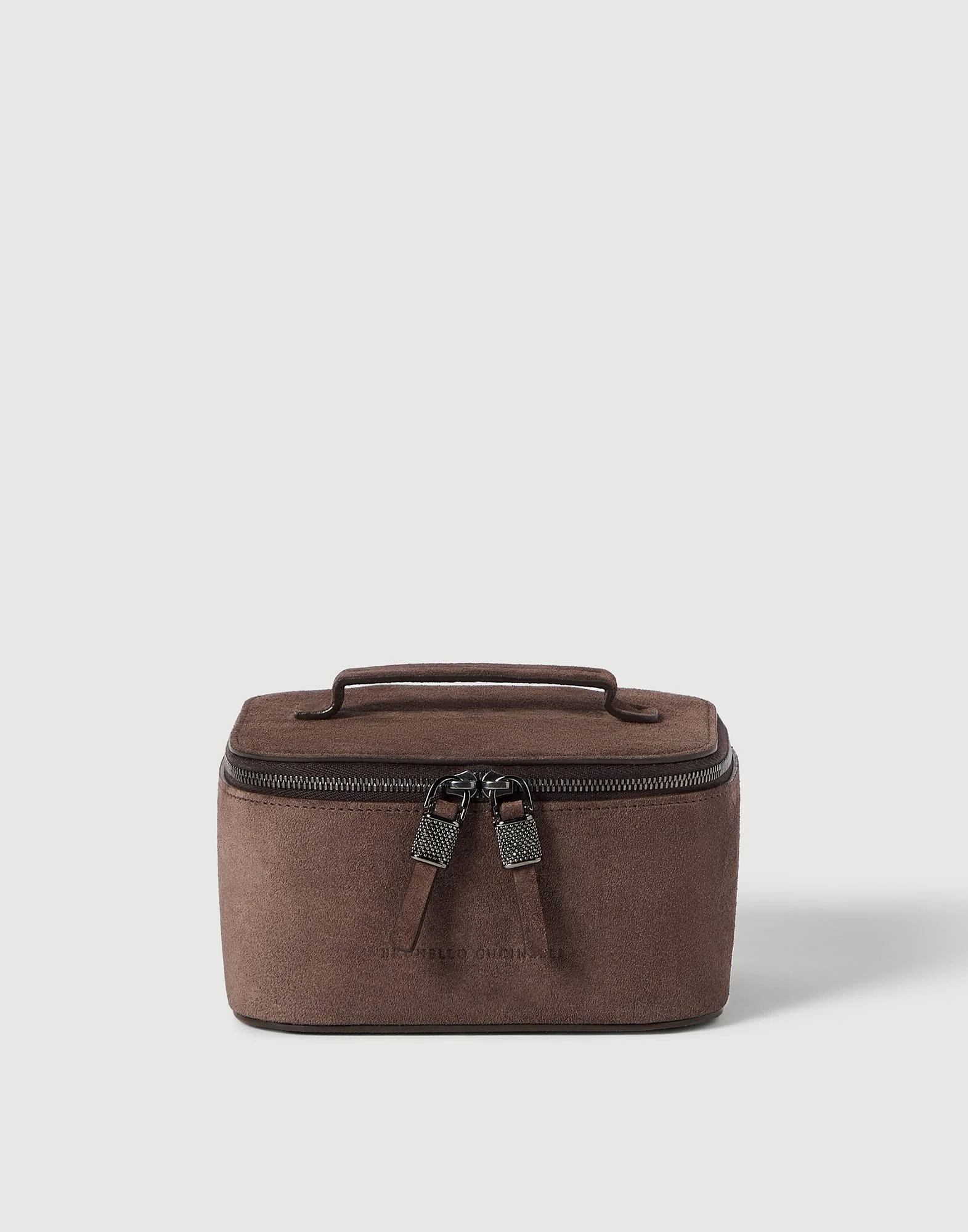 Suede jewelry box with shiny zipper pull - 1