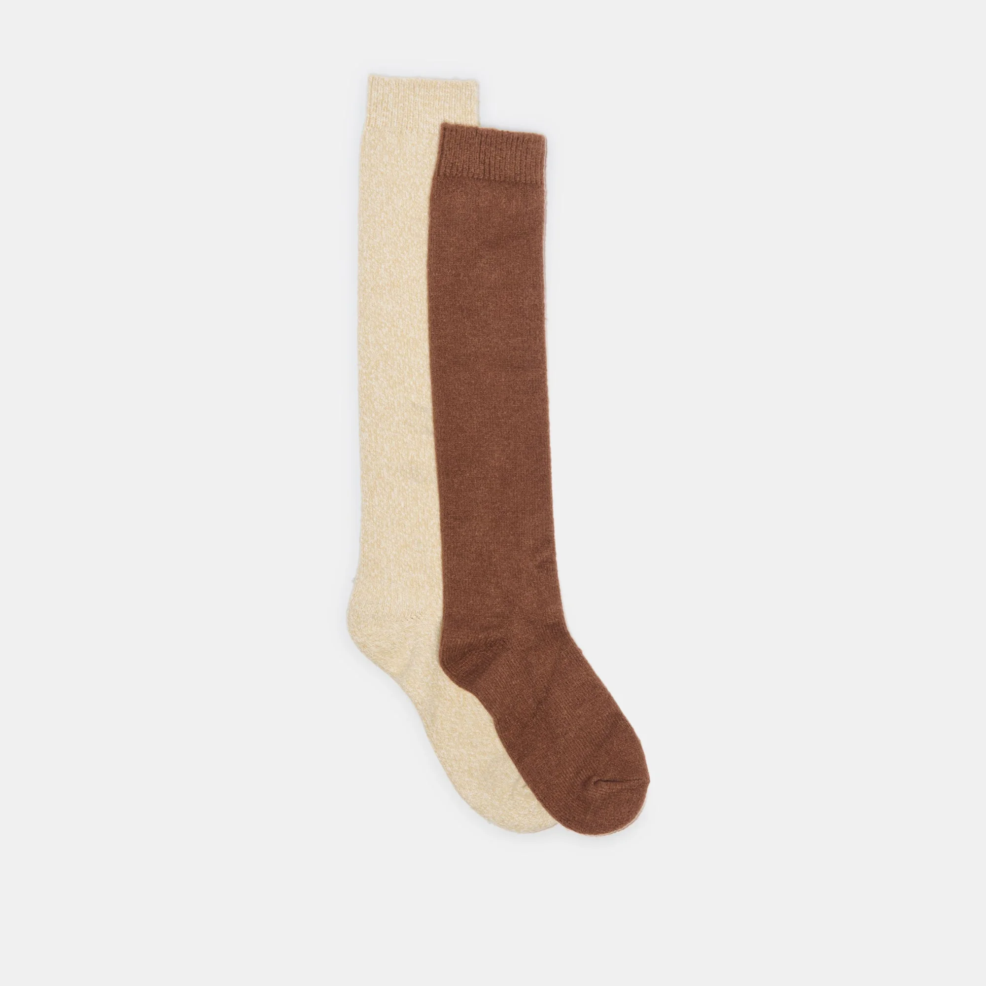2 PACK CHUNKY KNEE HIGH SOCKS TAUPE MULTI - 1