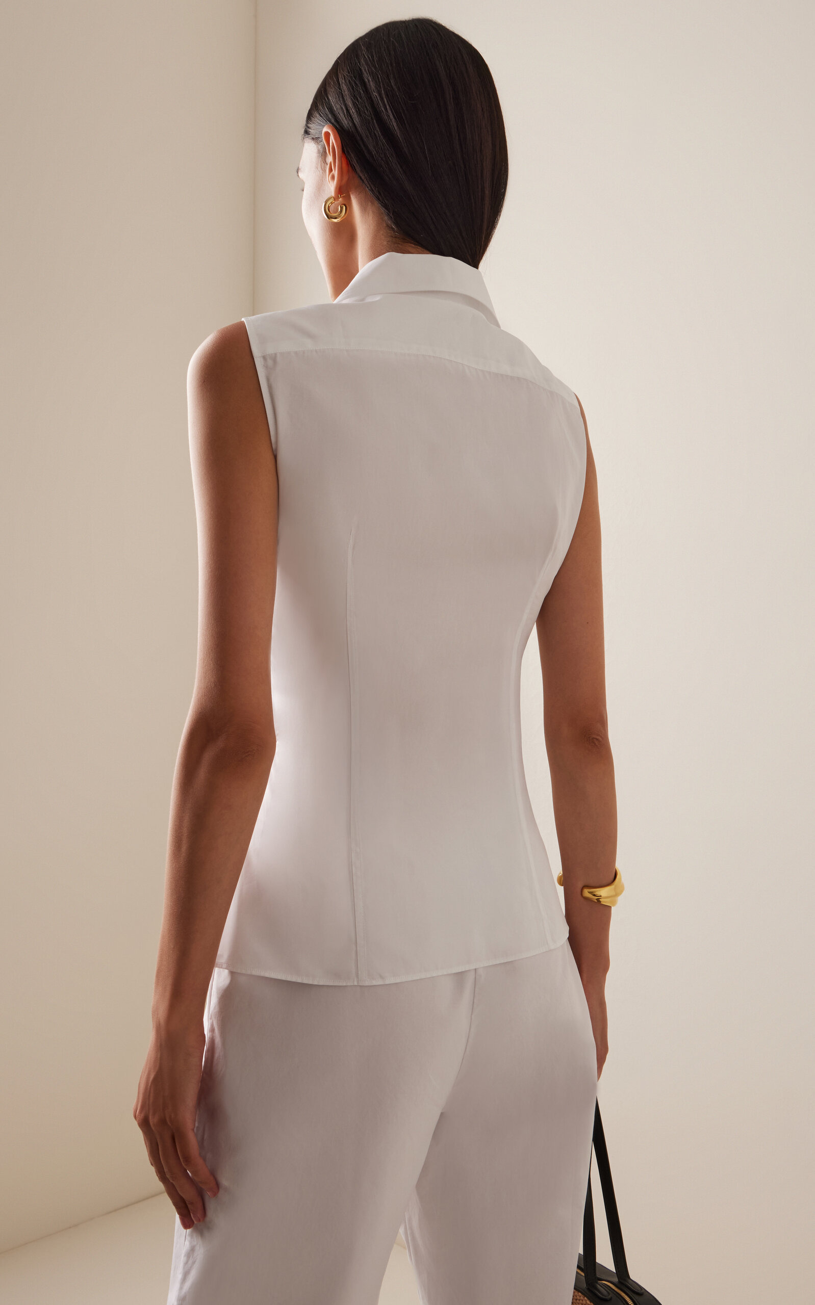 Roie Sleeveless Cotton Shirt white - 4