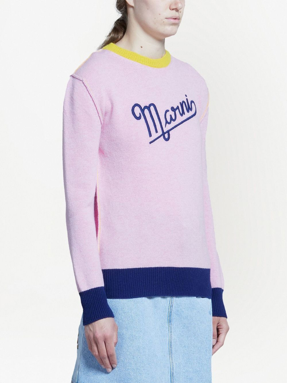 embroidered-logo contrast-trim jumper - 3