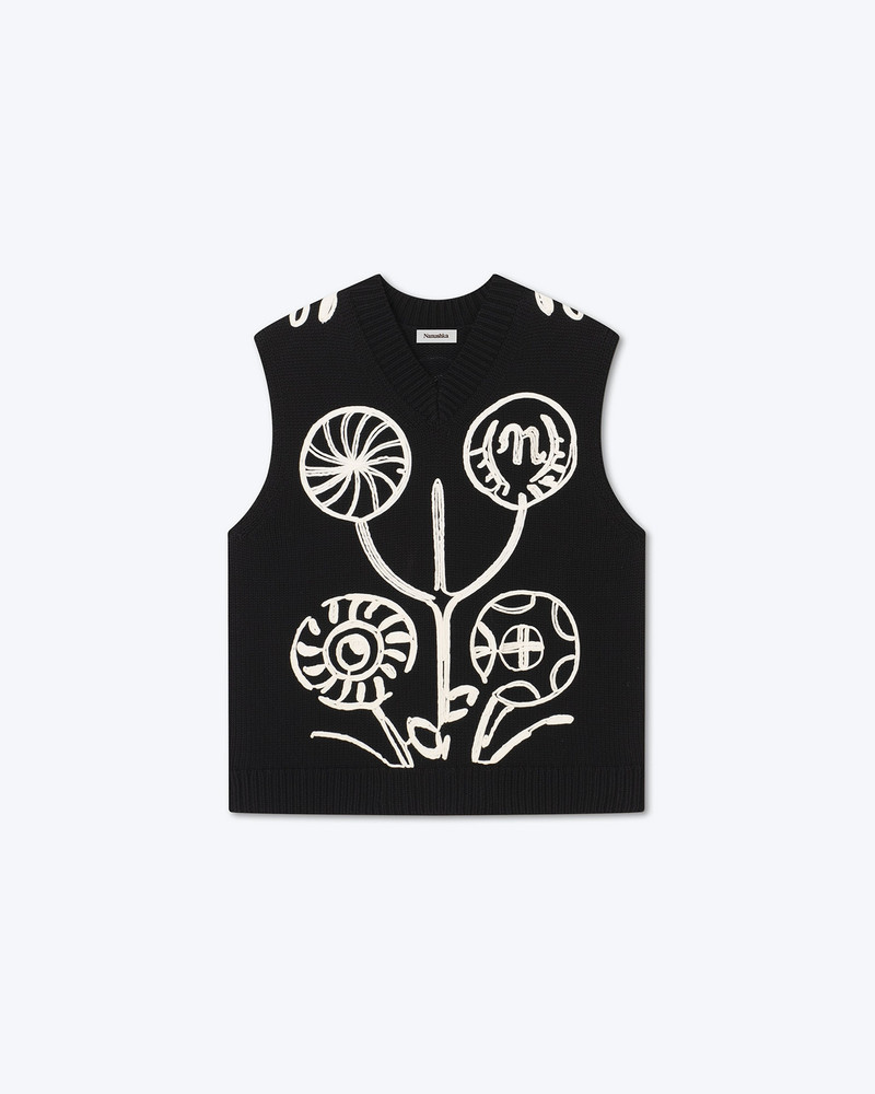 JOSIAS - Embroidered cotton vest - Black 1