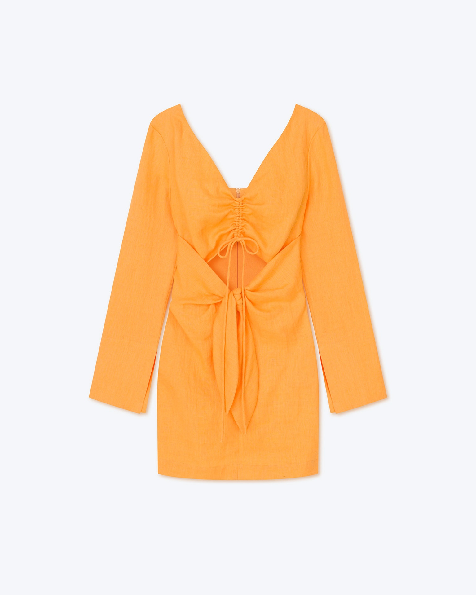 GILIA - Ruched linen dress - Orange - 1