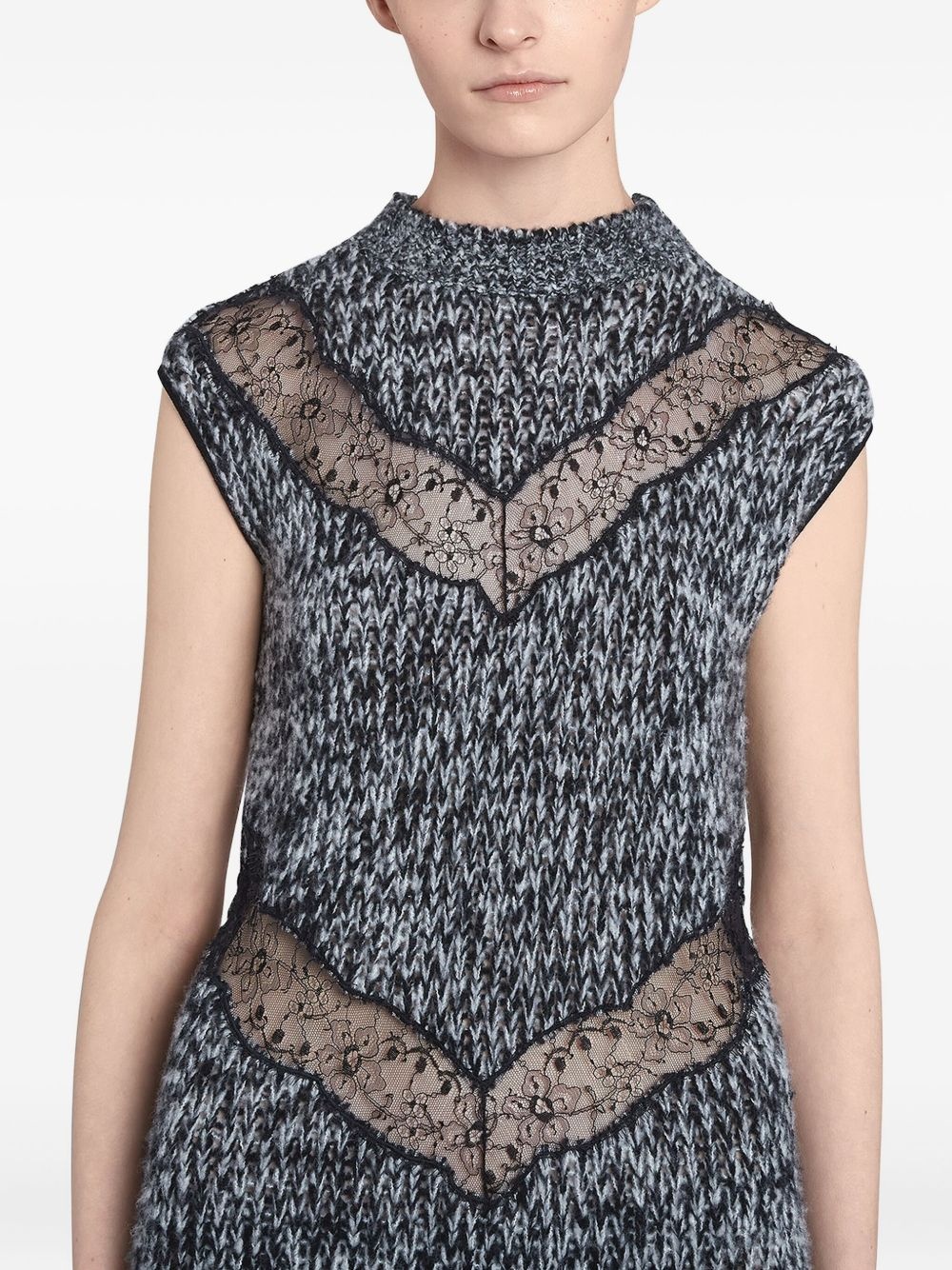 lace-insert dress - 4