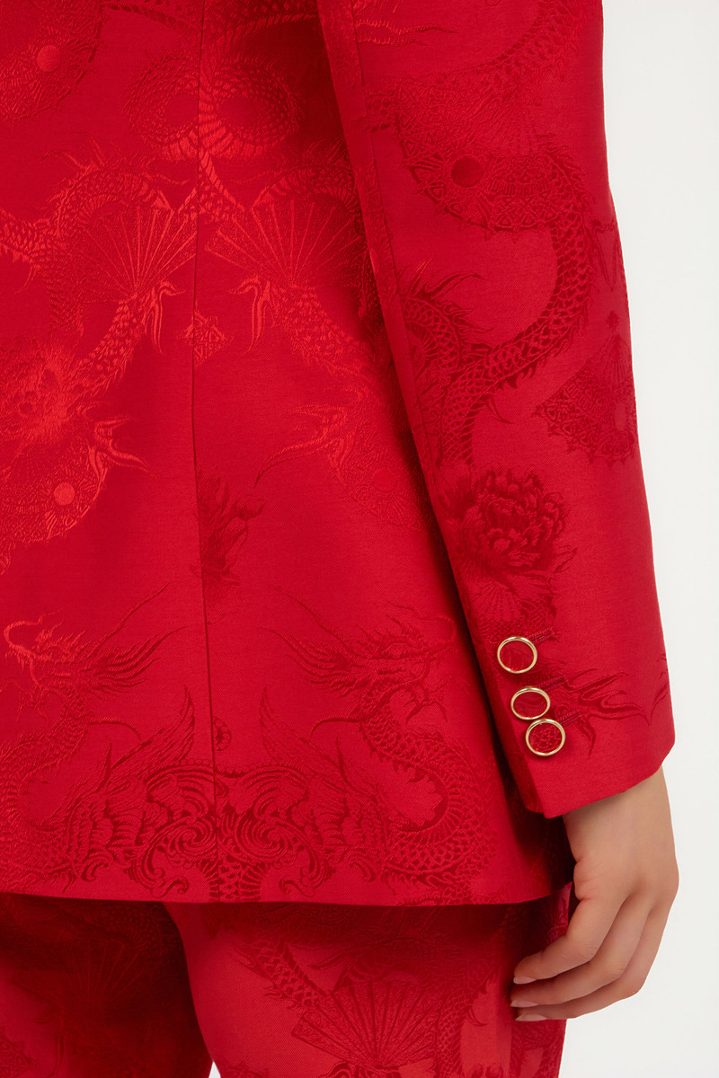 Dark Red Jacket with Dragon Motif 7