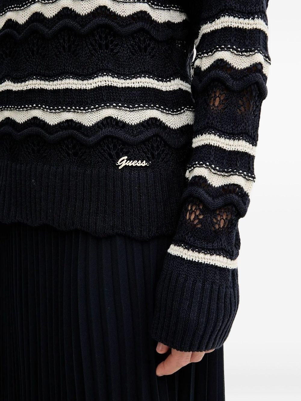striped wave-pattern sweater - 3