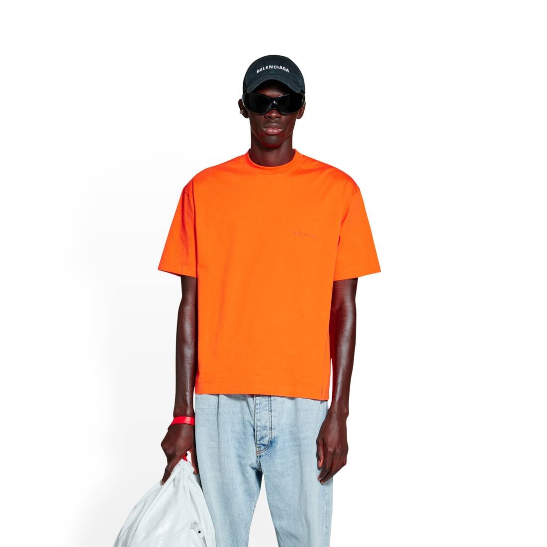 BALENCIAGA Men's Bb Corp T-shirt Medium Fit in Orange | REVERSIBLE