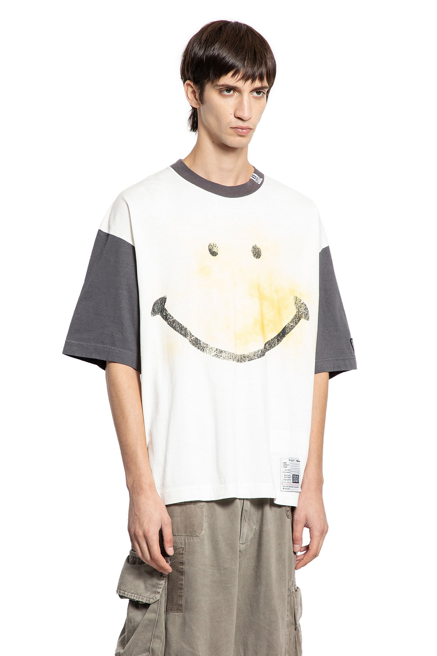 Smiley Face Printed Ringer Tee - 2