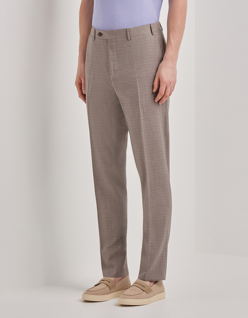 WALNUT WOOL REGULAR-FIT PANTS WITH MICRO-DESIGN 3