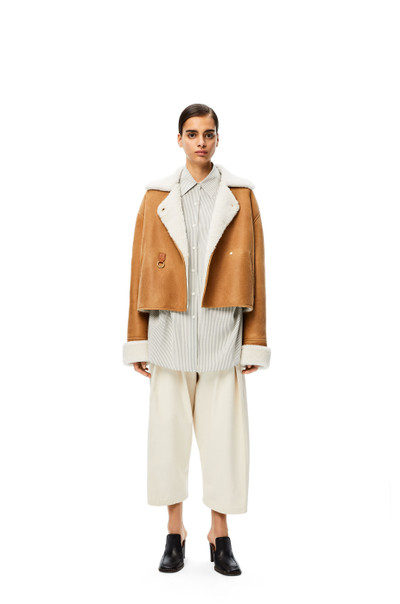 Loewe Cropped double-breasted jacket in shearling outlook