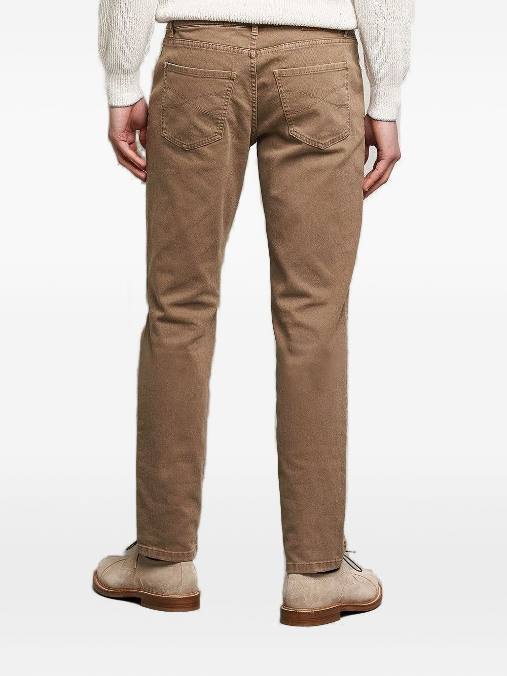 pocket-detail cotton-blend straight-leg trousers - 4