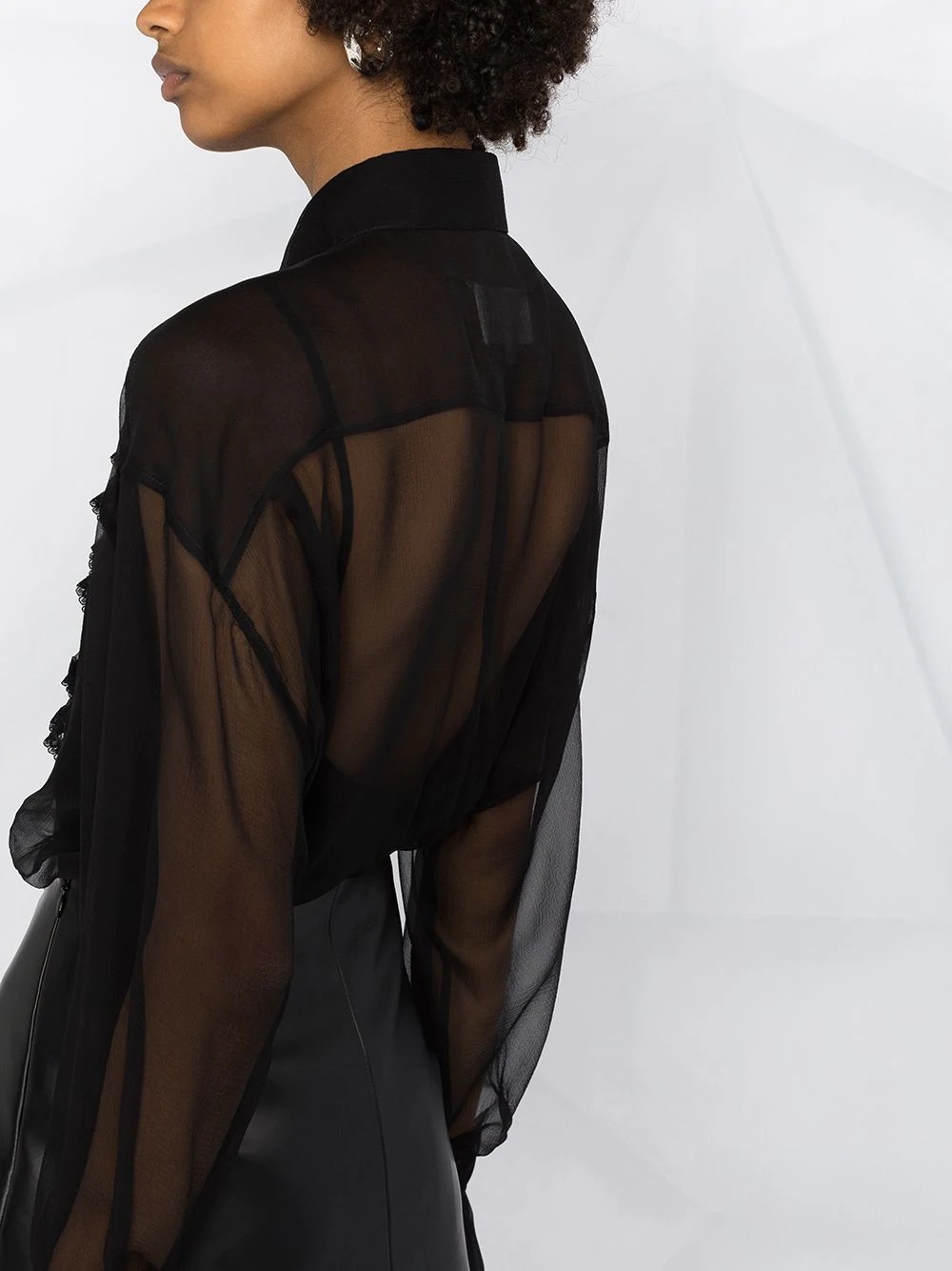 sheer ruffled-detail blouse - 3