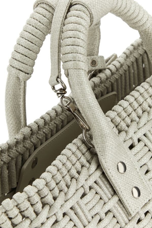 BALENCIAGA Sand raffia Bistro XS handbag | gebnegozionline