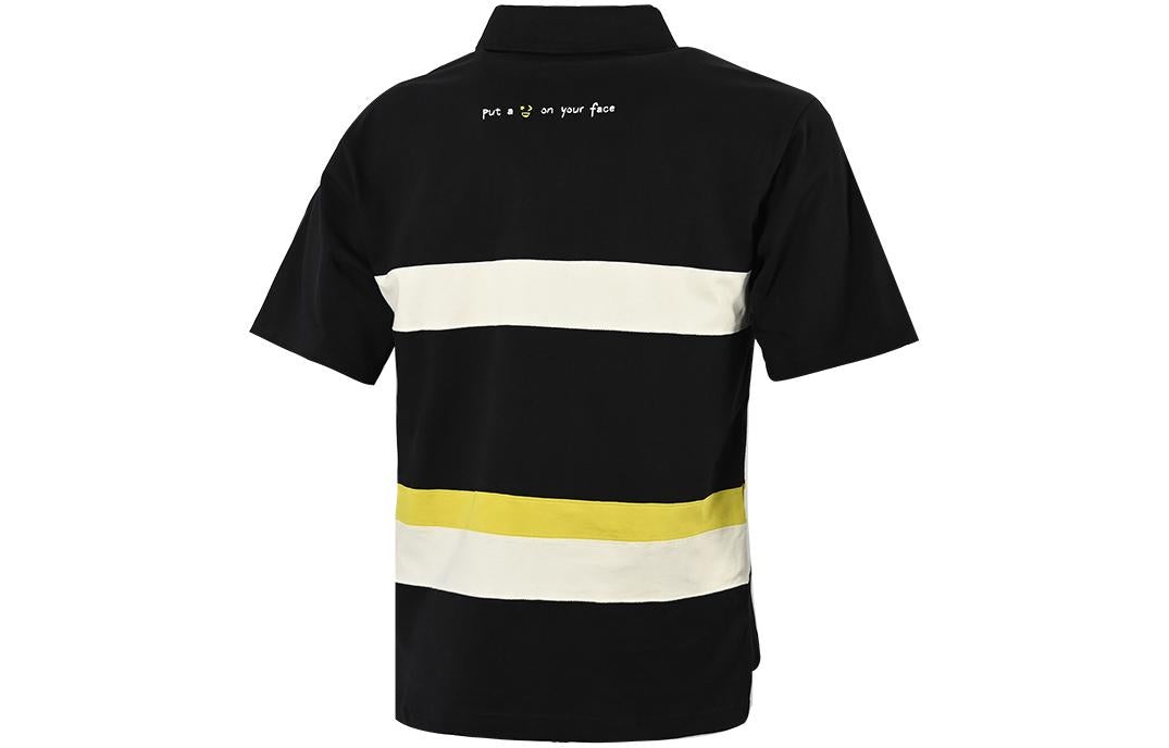 Converse Colorblock Logo Polo Shirt 'Black White' 10024880-A02 - 2