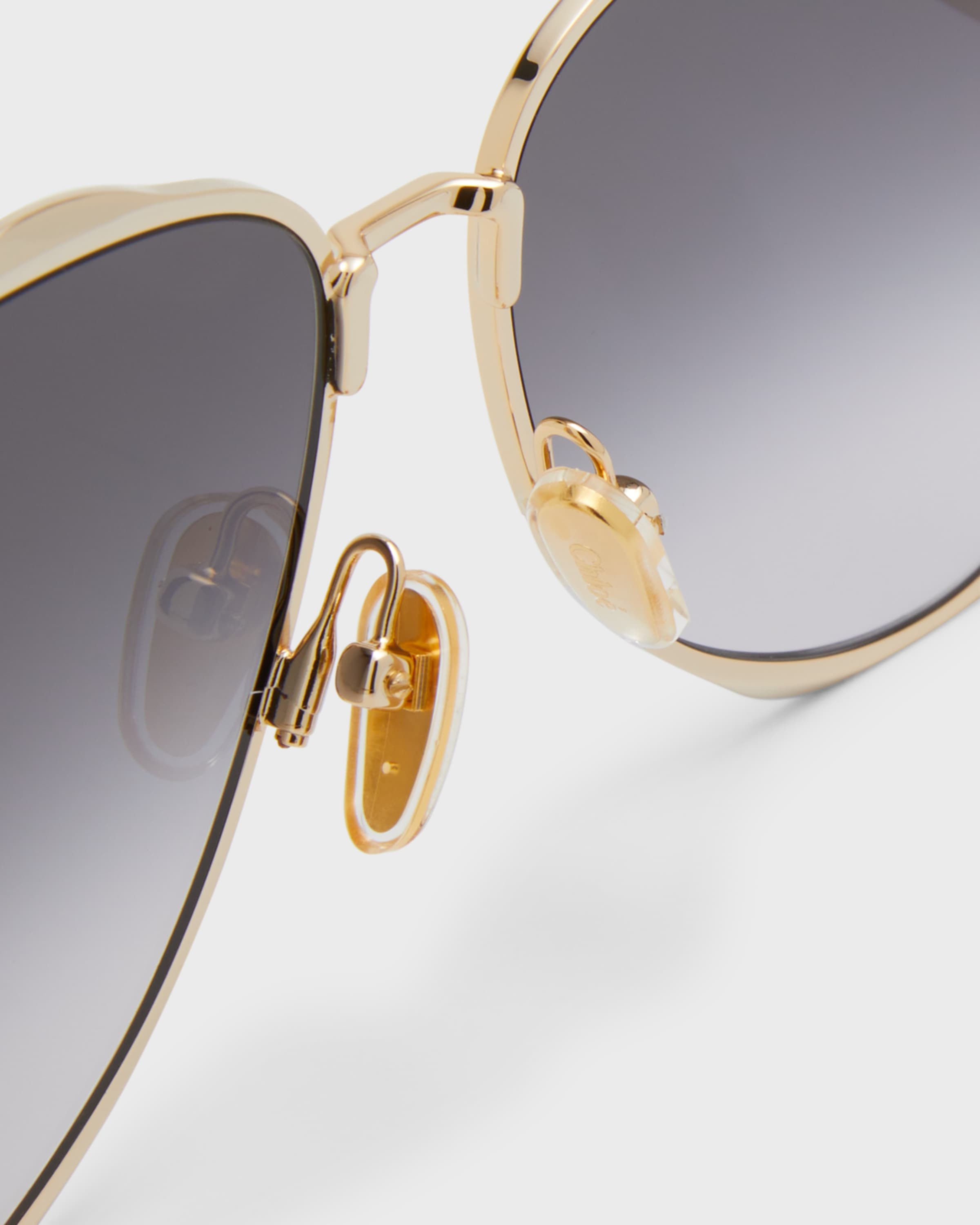 Golden Tortoiseshell Metal Aviator Sunglasses - 5